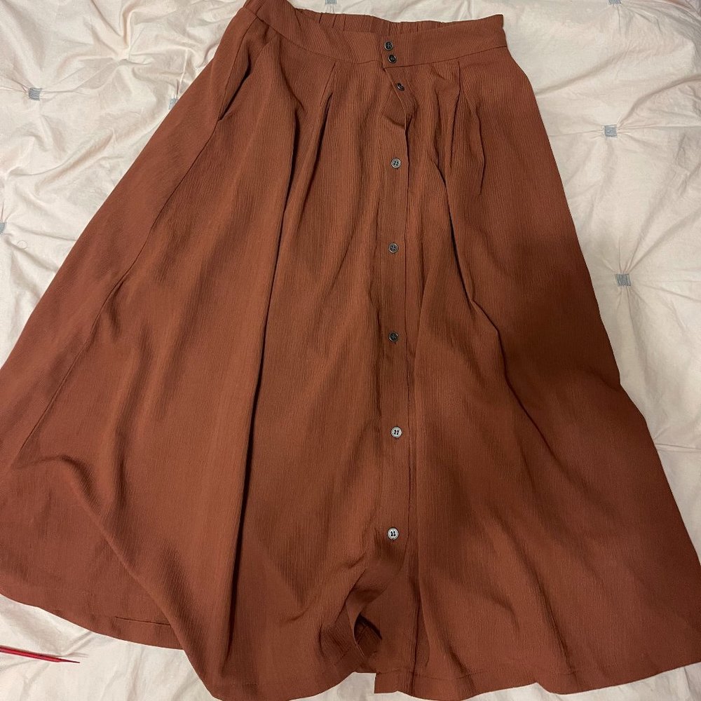 Dark orange midi skirt
